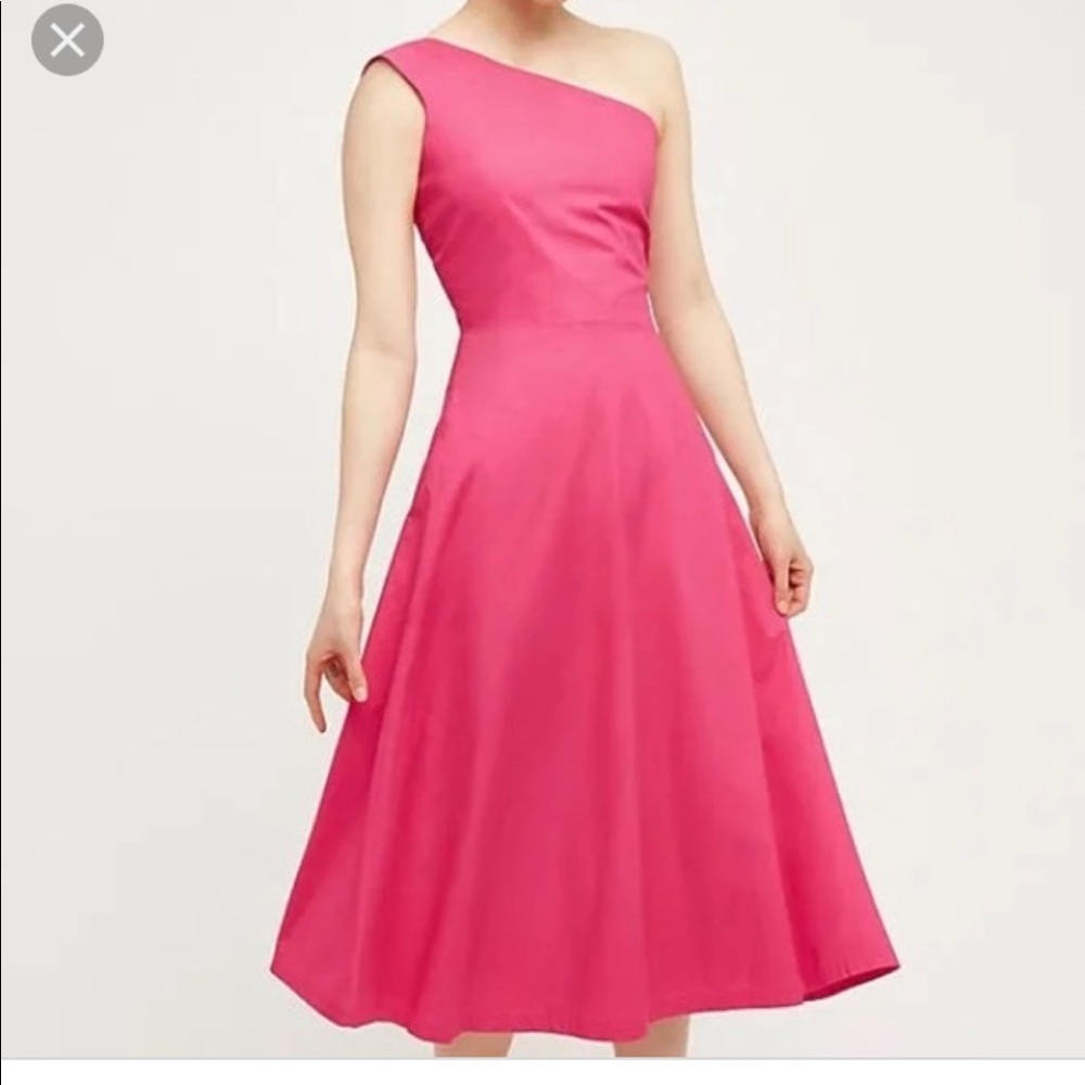 Anthropologie pink one shoulder dress size 2P